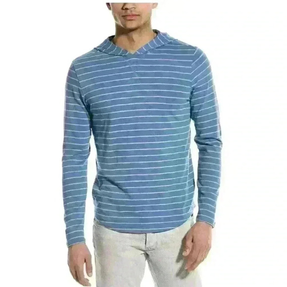 Vince Other - Vince NWT Fine Stripe Hoodie Shirt Mens XXL Blue Cotton Pullover Long Sleeve 2xl
